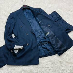 [ ultimate beautiful goods / rare XL size ]HILTON Hill ton suit setup top and bottom double breast book@ cut feather GUABELLOga Velo Italy cloth flannel cloth 