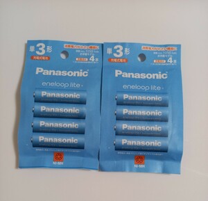 Бесплатная доставка Eneloop Light Aa Panasonic Enelop Lite Повторный (4 штук x 2) устанавливает в общей сложности 8 лет производства апреля 2023 г.