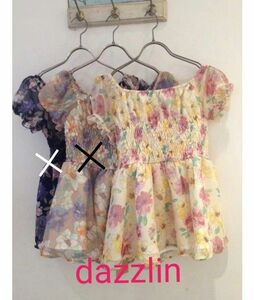 dazzlin 花柄シフォンチュニック　ダズリン　オフショル　2way　パフスリーブ　シアー