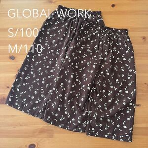 GLOBAL WORK 花柄シフォンワイドパンツ サイズS/100・M/110 双子姉妹お揃い