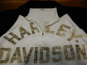  super RARE 50's Champion Ran tag [ Harley Davidson MC shirt ] black white Vintage original ( Levi's Champion REVERSE WEAVE