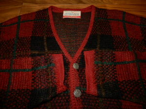  rare 60's Big Size JANTZENmo hair cardigan dark red check Vintage original ( 501XX 506XX Levi's large war MOHAIR Cart 0