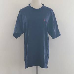 X1023 polo メンズ トップス Tシャツ 半袖 薄手 丸首 Lサイズ ネイビー 紺 綿100% シンプル カジュアル クール 涼しげ 夏 