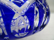 ★平1323 切子 器 うつわ ブルー ガラス 硝子 カットガラス ガラス工芸 食器 インテリア 小物入れ 雑貨 12403301_画像9