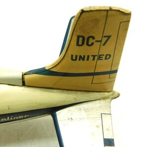 ★友1338 野村トーイ UNITED DC-7 Mainliner ユナイテッド スケルトン ブリキ 飛行機 おもちゃ 玩具 オブジェ 昭和レトロ 12404102の画像8