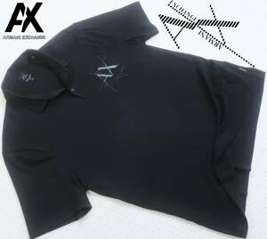 新品★アルマーニ★大きいサイズ★オーガニック ブラック ポロシャツ★黒&黒 ロゴ★半袖 ニットシャツ XXL★AX ARMANI★547