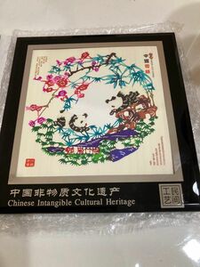 中国工芸品　飾り　パンダ 142×150