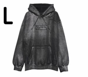 L　ポスター付き Supreme MM6 Maison Margiela Foil Box Logo Hooded Sweatshirt Black