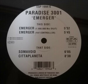 90s テクノ　12 Paradise 3001 Emerger