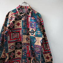 ○美品 70s H BAR C エイチバーシー CALIFORNIA RANCHWEAR◆USA製 ウエスタンシャツ 総柄 長袖シャツ◆メンズ マルチ 14 1/2 XSサイズ_画像1