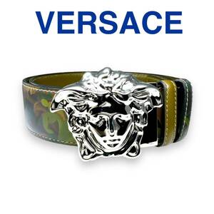 ヴェルサーチ ベルト メデューサ レザー シルバー グリーン メンズ ブランド VERSACE レザーベルト 