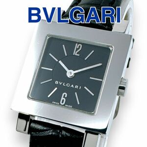  BVLGARY k Ad la-doSQ22SL кожа ремень черный женский часы работа BVLGARI чёрный циферблат квадратное QZ кварц SS бренд Швейцария производства 