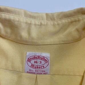 ビッグサイズ♪良好 60s ブルックスブラザーズ ボタンダウン コットンシャツ 黄色 L 16-3 ビンテージ Makers オックスフォード USA製 無地の画像4