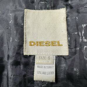 1円 《希少》DIESEL ディーゼル レザージャケット シングルライダース 羊革 ラムレザー S-M位 モスグリーン 黒系 裏地総柄 メンズの画像7