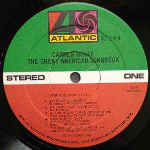 USオリジナル盤【Carmen McRae】 The Great American Songbook (Atlantic SD 2-904) Joe Pass, Jimmy Rowlesなどがバックを務めています！の画像4