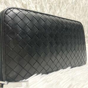 ★美品★ BOTTEGA VENETA ボッテガヴェネタ 長財布 ジッピーウォレット ラウンドファスナー イントレチャート ブラック 黒 メンズ 白タグの画像1