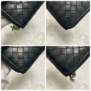 ★美品★ BOTTEGA VENETA ボッテガヴェネタ 長財布 ジッピーウォレット ラウンドファスナー イントレチャート ブラック 黒 メンズ 白タグの画像6