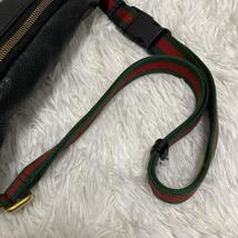 ★美品★ GUCCI グッチ ボディバッグ ウエストバッグ シェリーライン インターロッキング ロゴプリント レザー 黒 ブラック メンズ 527792_画像9