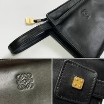 ★LOEWE ロエベ ヴィンテージ セカンドバッグ クラッチバッグ アナグラム レザー ブラック 黒 メンズ 男性【鑑定済み 本物保証 】_画像4