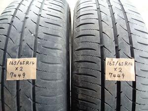 中古 タイヤ 165-65R14 2本 トーヨー NANOENERGY 3PLUS 4mm 2020年 接地面小ヒビ多数あり