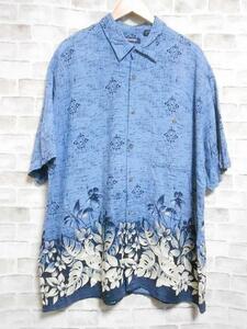 ★SALE★【puritan】 裾ボタニカル柄 レーヨンアロハシャツsize2XL 