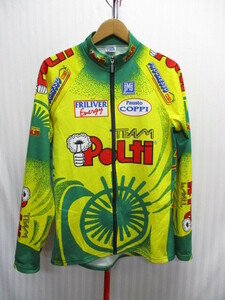 SANTINI　サンチーニ　メンズサイクルジャージトップ　メンズXL LL　イタリア製サイクリングジャケット　緑黄　長袖サイクルシャツ　03292