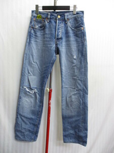 リーバイス×スーパーマリオ　コラボジーンズ　W28　ダメージ加工ジーンズ　ヴィンテージ加工デニムパンツ　LEVIS 501 PREMIUM　04263