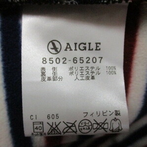 AIGLE エーグル フリースベスト メンズL 黒×トリコロールデザイン メンズベスト アウトドアベスト トレッキングジャケット 04022の画像6
