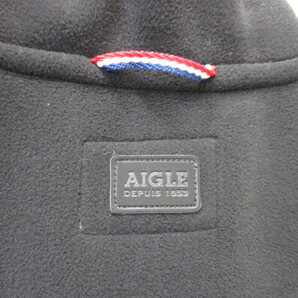 AIGLE エーグル フリースベスト メンズL 黒×トリコロールデザイン メンズベスト アウトドアベスト トレッキングジャケット 04022の画像3