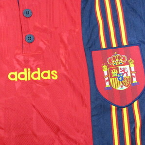 未使用 アディダス製 サッカースペイン代表 ユニフォーム メンズL 90sヴィンテージ オールド 半袖ゲームシャツ サッカージャージ04042の画像3