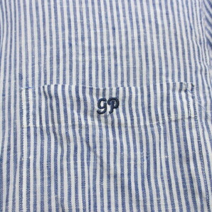 ジムフレックス GP リネンシャツ 長袖ボタンダウンシャツ メンズM 青白シャツ ストライプ柄シャツ 麻シャツ サマーシャツ 04102の画像2