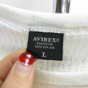 AVIREX アヴィレックス サーマル地Tシャツ メンズL 白Tシャツ ワッフルシャツ US NAVY ミリタリーシャツ 長袖カットソー 04191の画像2