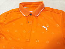 美品　プーマゴルフ　オレンジ　ドット柄　メンズポロシャツ　L_画像1