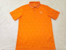 美品　プーマゴルフ　オレンジ　ドット柄　メンズポロシャツ　L_画像2