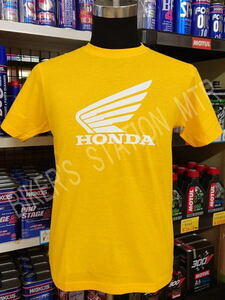 スピード出荷！HONDA/ホンダ/純正/ウイングTシャツ/イエロー/Lサイズ/Tシャツ/バイクTシャツ