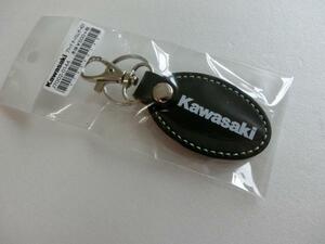 KAWASAKI/ Kawasaki / original / oval leather key holder / black / bike key holder 