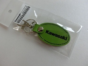 スピード発送！KAWASAKI/カワサキ/オーバルレザーキーホルダー/グリーン