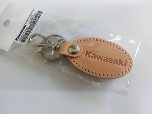 スピード発送！KAWASAKI/カワサキ/オーバルレザーキーホルダー/ナチュラル