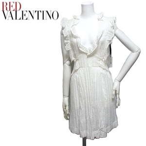 【13万未使用】R.E.D VALENTINO レッド ヴァレンチノ フリルが素敵な華やか ワンピース ホワイト 40サイズ 本物 SALE