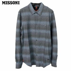 【7.5万新品！】ミッソーニ MISSONI グラデーション シャツ グレー×ブルー Mサイズ 本物 SALE