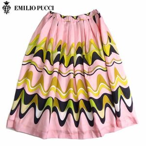 [7.5 десять тысяч новый товар ]EMILIO PUCCI Emilio Pucci Kids viva -la рисунок шелк нейлон юбка в складку 8 лет подлинный товар SALE