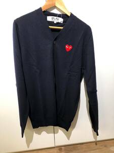 COMME des GARCONS PLAY カーディガン　ネイビー×赤ハート　メンズL