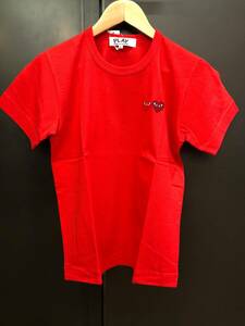 COMME des GARCONS PLAY Tシャツ　赤×赤と濃赤ハート　レディースLサイズ AZ-T225-5