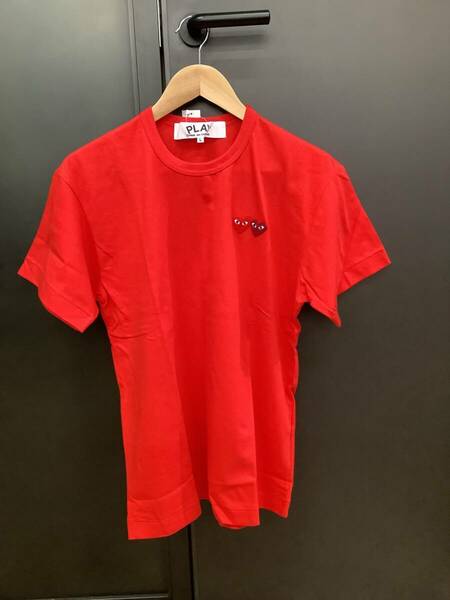 COMME des GARCONS PLAY Tシャツ　赤×赤と濃赤ハート　メンズLサイズ　AZ-T226-5