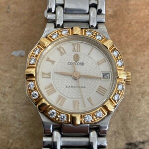  operation beautiful goods CONCORD Concorde SARATOGA Sara toga15.73.287 diamond bezel QZ lady's wristwatch Rome n white face 