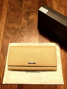 ◇ 未使用品 ◇ BURBERRY バーバリー サフィアーノレザー がま口財布 ノバチェック アイボリー ベージュ