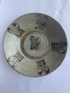 中国　明時代　鉄絵福禄壽紋皿　直径26cm　時代保証