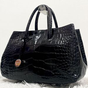 1円〜【入手困難 極美品】FURLA フルラ トートバッグ ビジネス チャーム クロコ ブリーフケース メンズ A4 ブラック