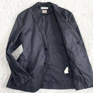 1 jpy ~[ ultimate beautiful goods ] United Arrows TORAY company spring summer tailored jacket linen stretch RIRANCHA gray XL Anne navy blue 