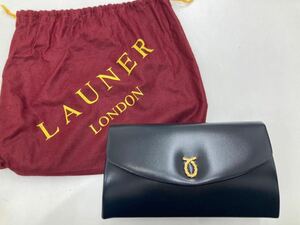 イ) LAUNER LONDON ロウナーロンドン　ショルダーバッグ　バッグ　レディース　黒　ブラック　上品　高級感　パーティバッグ